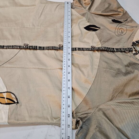 Canvasbacks Silk Blazer Jacket Medium Applique Gold Vintage Boho Artsy - Picture 9 of 10